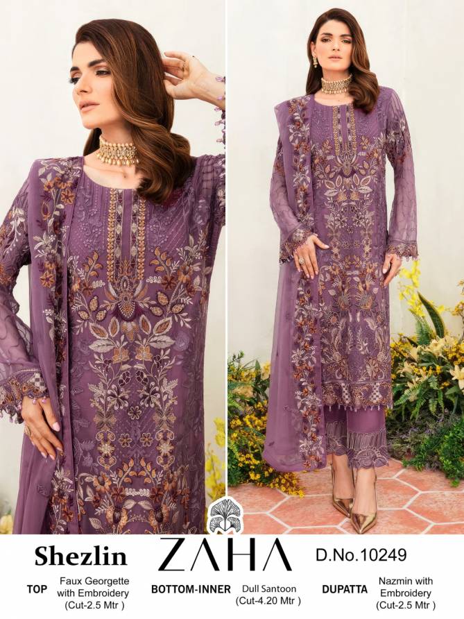 Shezlin By Zaha 10247 To 10249 Georgette Pakistani Suits Wholesale Shop In Surat